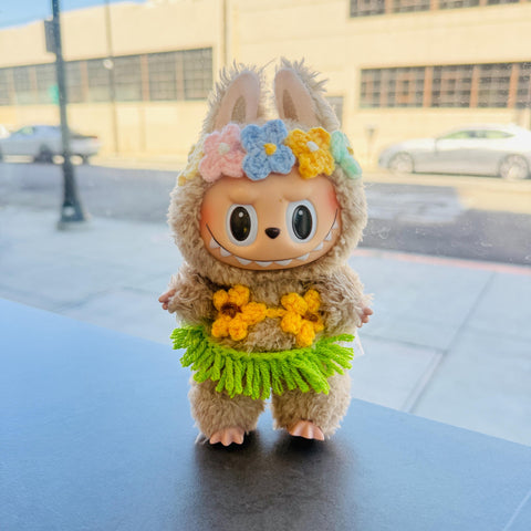 Crochet Labubu Bikini with Hawaii Grass Skirt