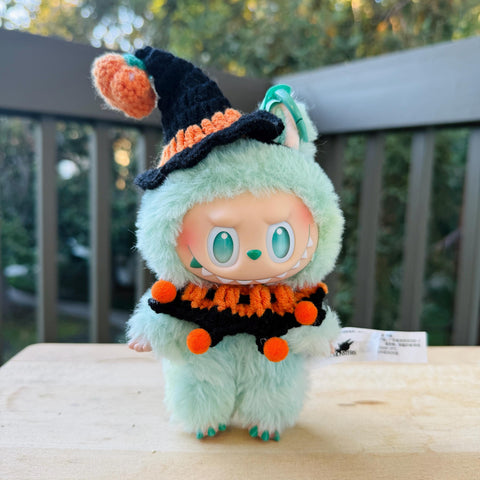 Labubu Halloween Crochet Witch Costume, 17cm Doll Clothes