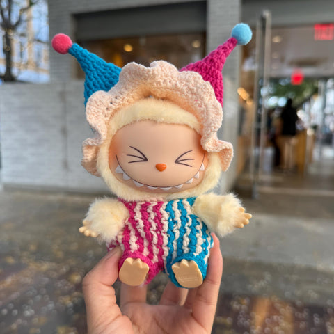 Custom Two Colors Crochet Labubu Halloween Clown Clothes