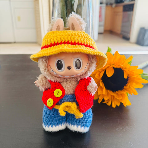 Handmade Labubu One Piece Luffy Crochet Clothes