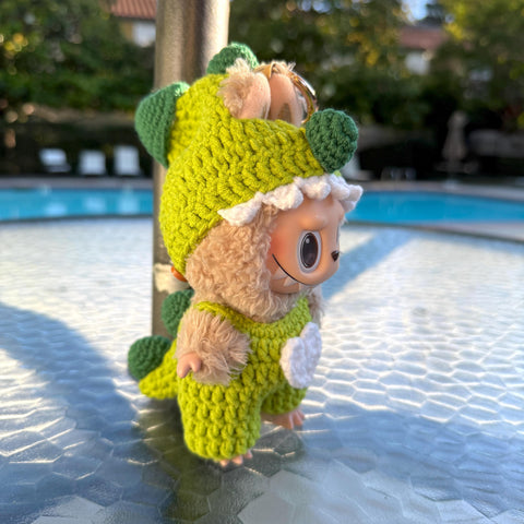 Cute Crochet Labubu Dinosaur Clothes