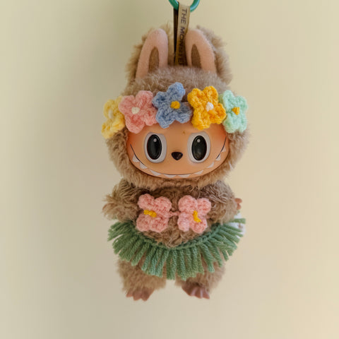 Crochet Labubu Bikini with Hawaii Grass Skirt