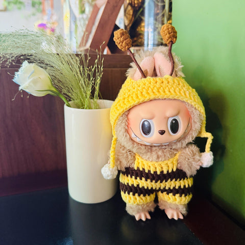 Handmade Crochet Labubu Bee Clothes