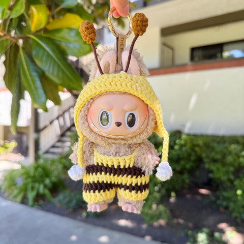 Handmade Crochet Labubu Bee Clothes