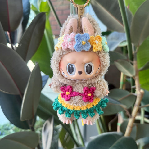 Crochet Labubu Bikini with Hawaii Grass Skirt