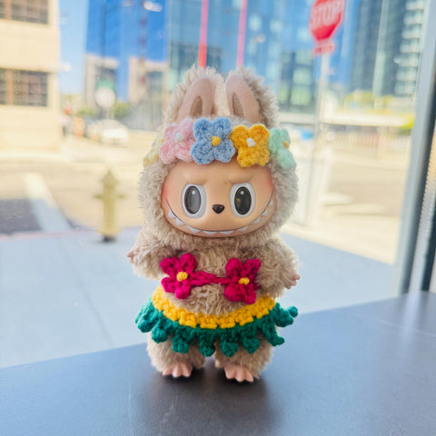 Crochet Labubu Bikini with Hawaii Grass Skirt