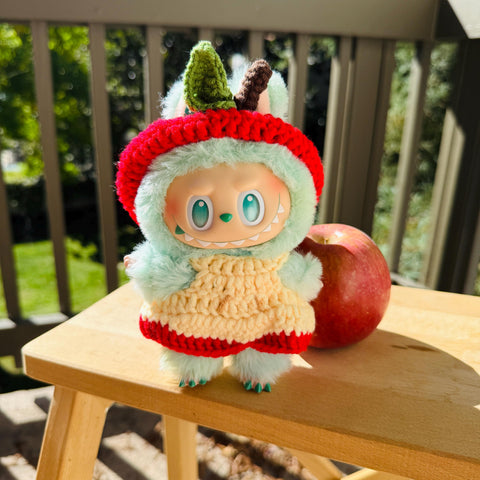 Handmade Crochet Labubu Halloween Apple Clothes