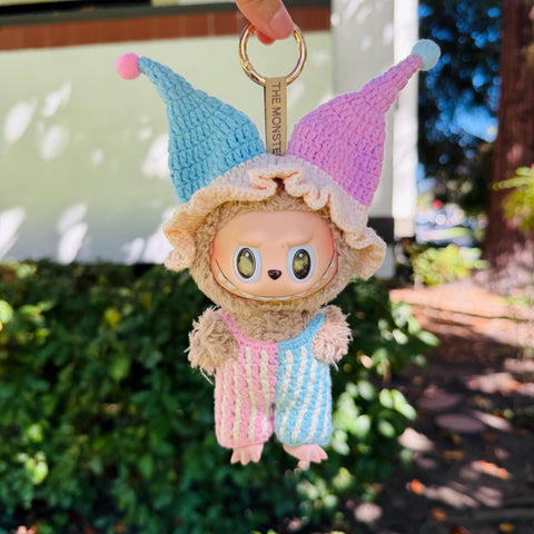 Custom Two Colors Crochet Labubu Halloween Clown Clothes