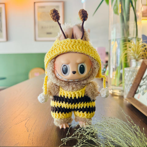 Handmade Crochet Labubu Bee Clothes